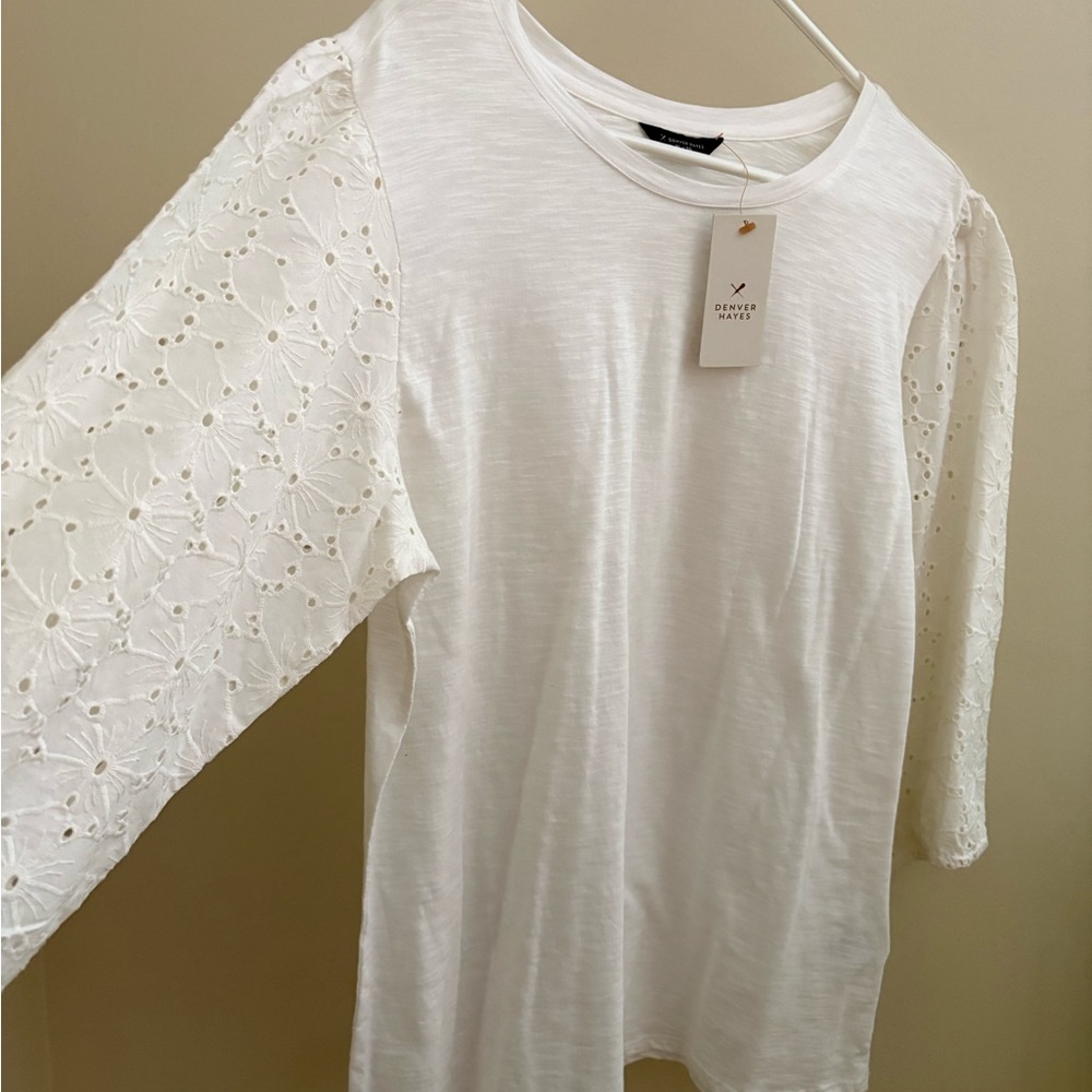 White Lace Sleeve Top
